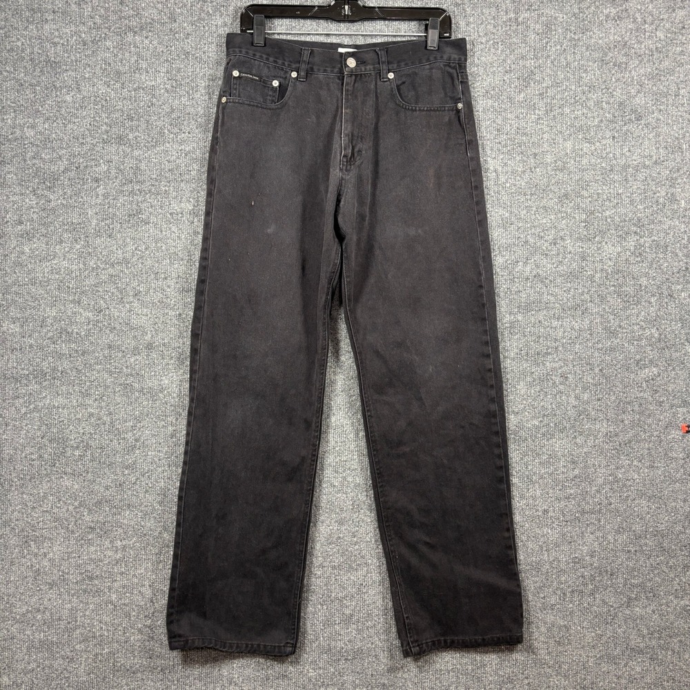 Vtg 90s Calvin Klein Jeans Mens 32 (Fits 32x30) Straight Distressed Black Jeans
